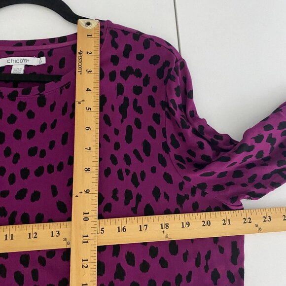 Chicos Touch of Cool Dot Layering Tee T Shirt SIze 3 US XL Purple Black - Picture 6 of 10